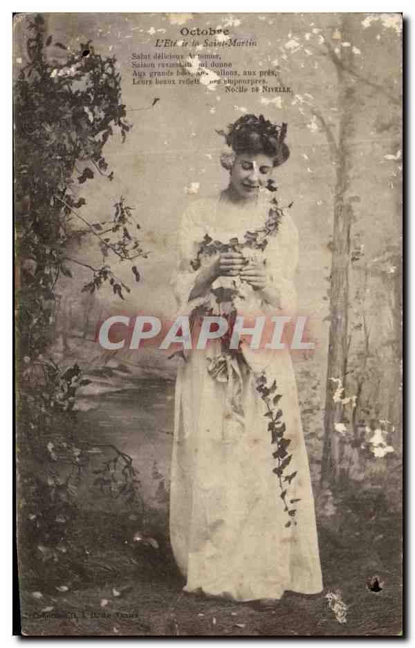 CPA Fantaisie Femme Octobre