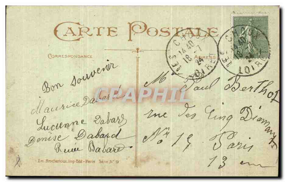 CPA Fantaisie Fleurs une pensee de Langesse — Verso