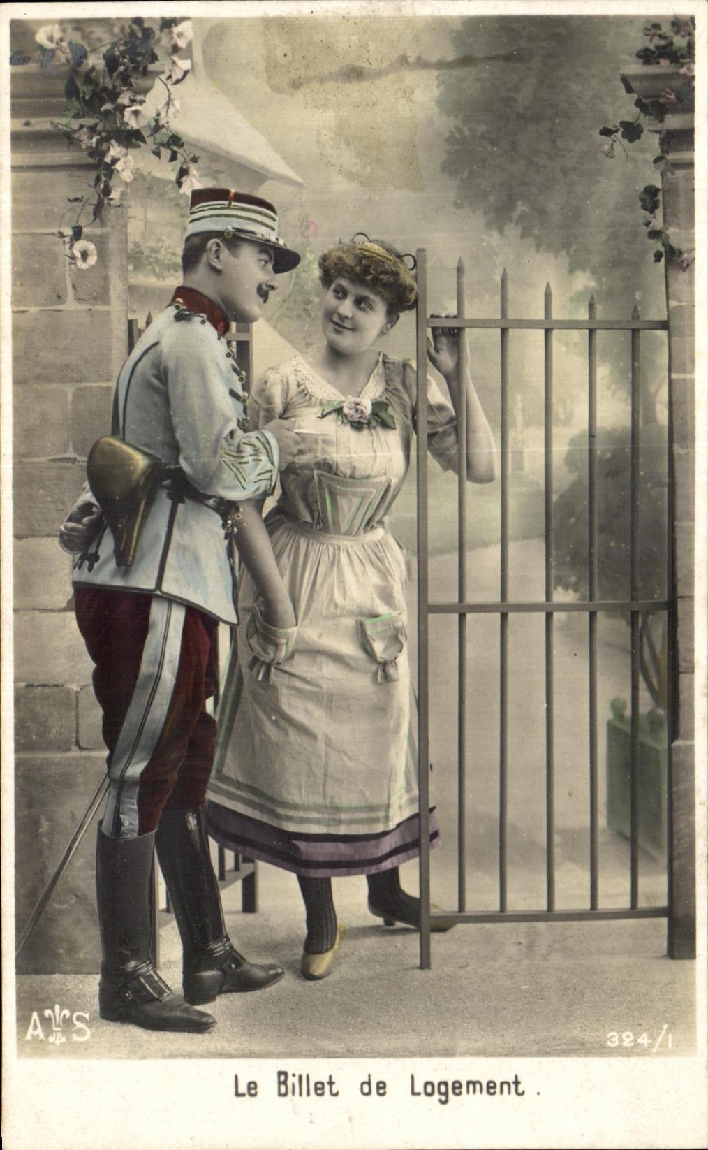 Soldat et femme au portail — Le Billet de Logement — ARS, n° 384/1