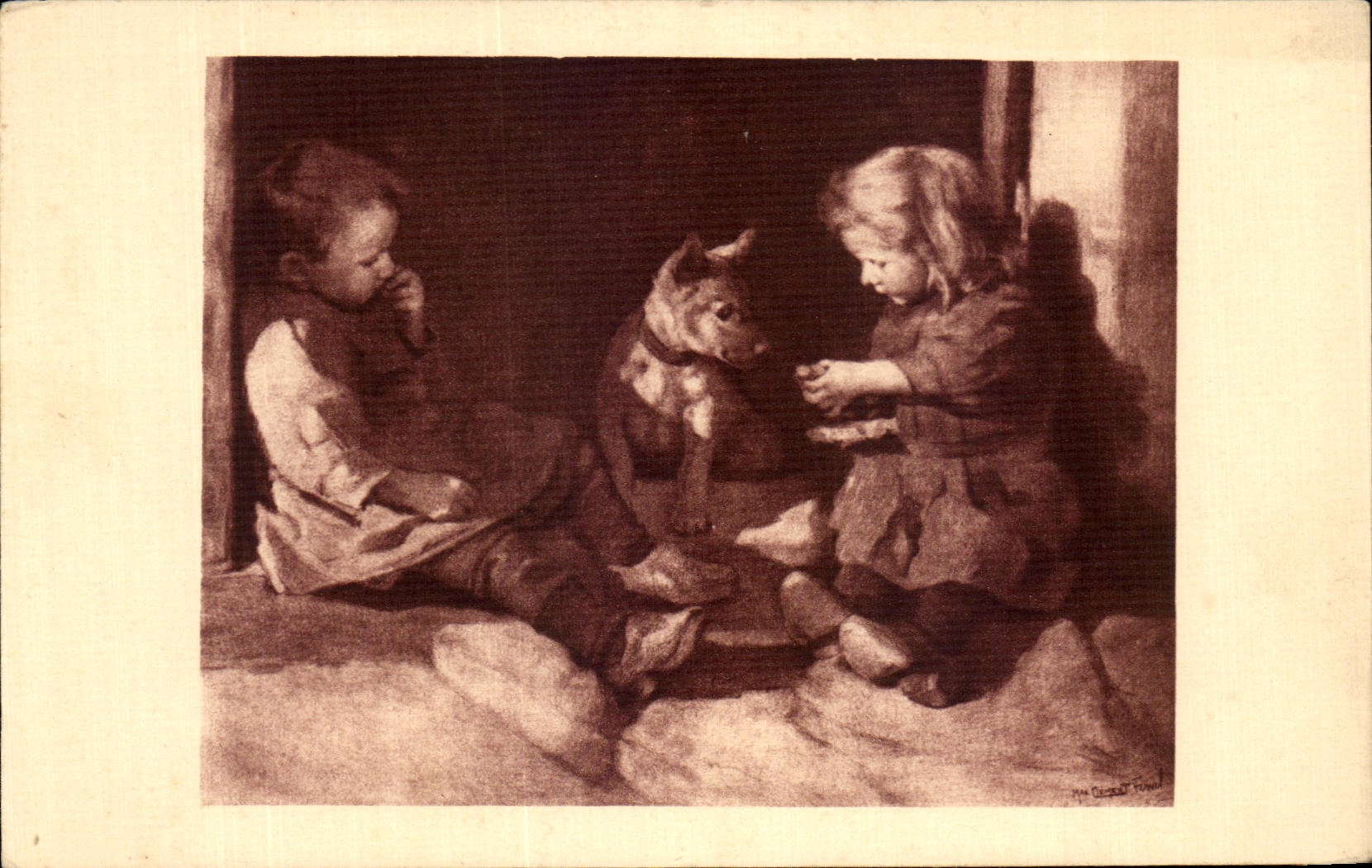 CPA Fantaisie Enfants et chien 