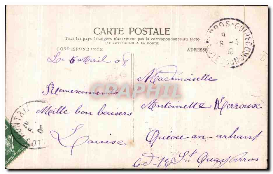 CPA Fantaisie enfant Tambour et bouquetiere — Verso