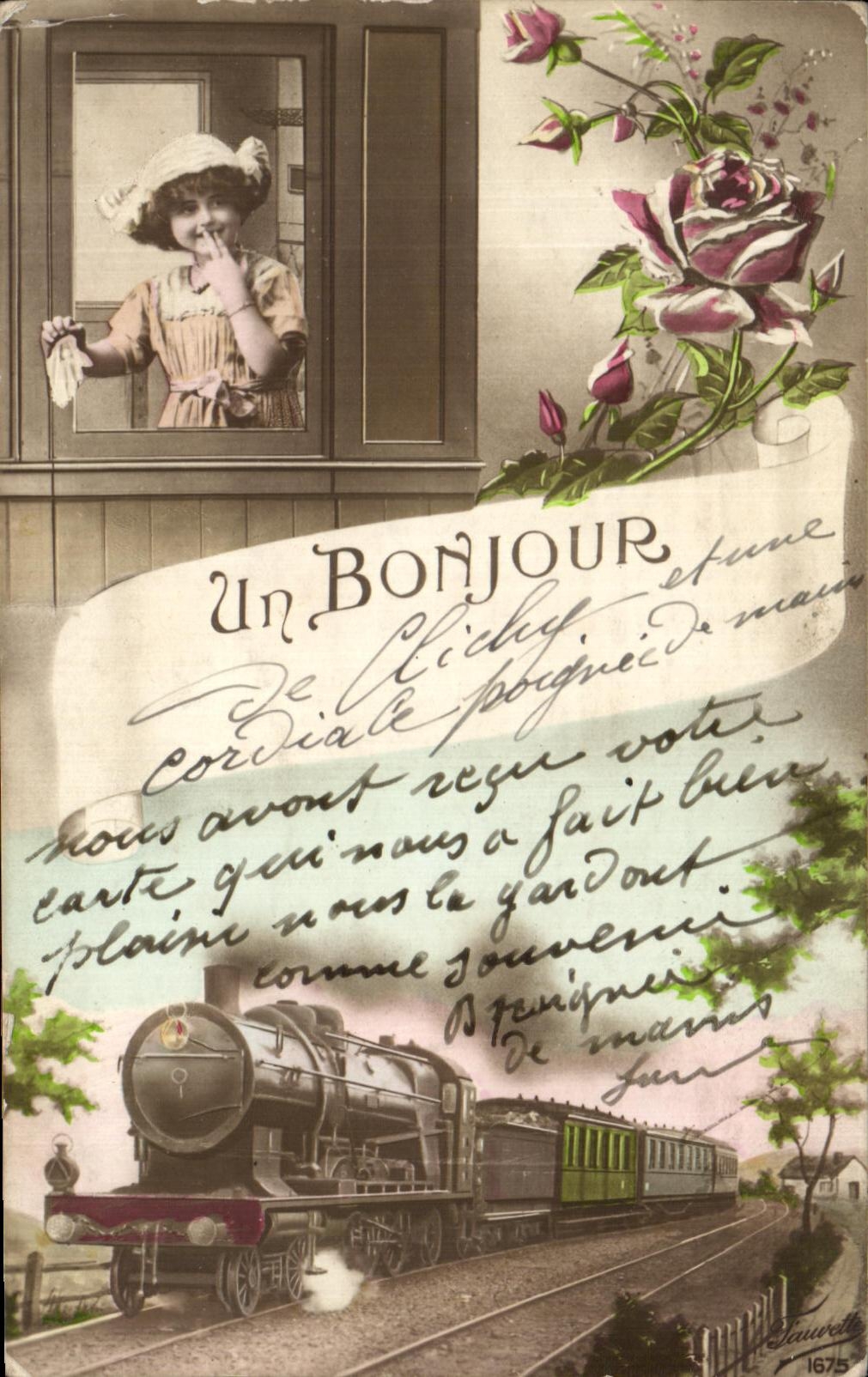 CPA Fantaisie Enfant Train clichy