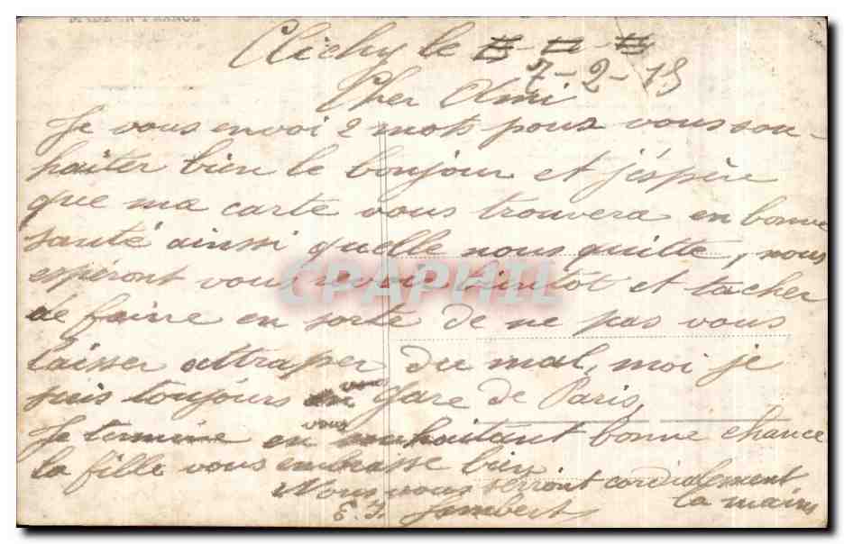 CPA Fantaisie Enfant Train clichy — Rückseite