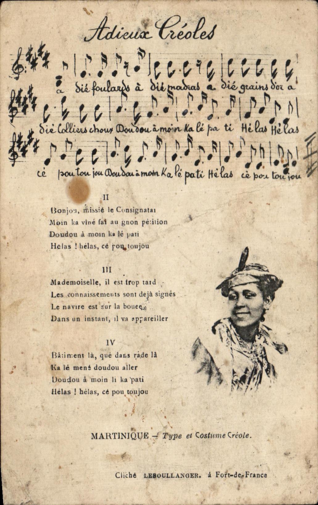 CPA Fantaisie Adieux Creoles Martinique Type et costume creole 