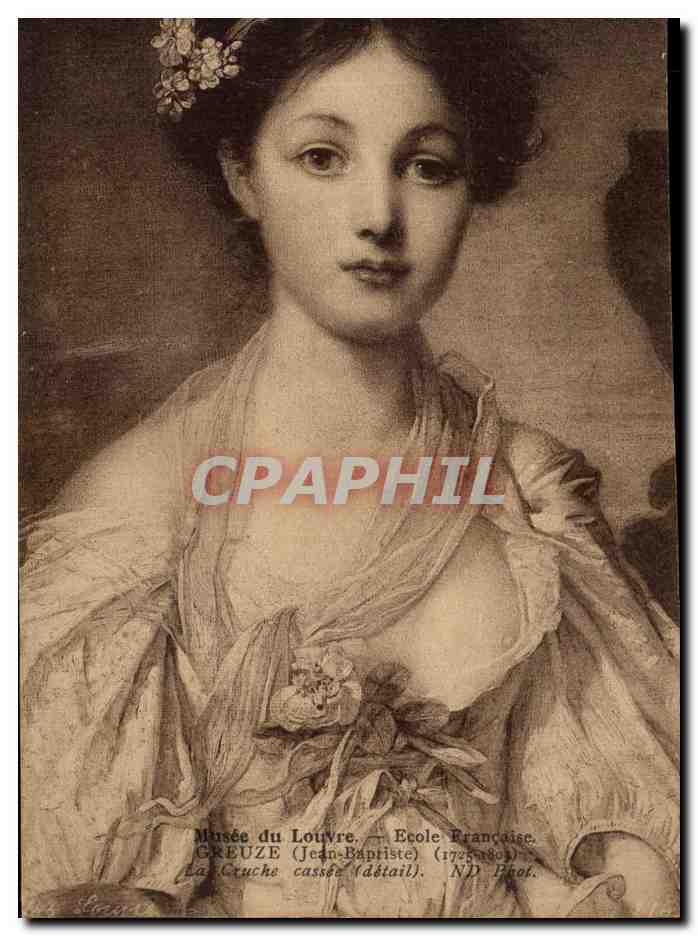 CPA Musee du Louvre Paris Greuze La cruche cassee detail 