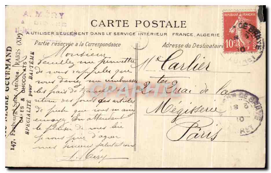 CPA Fantaisie L'imprudente — Rückseite