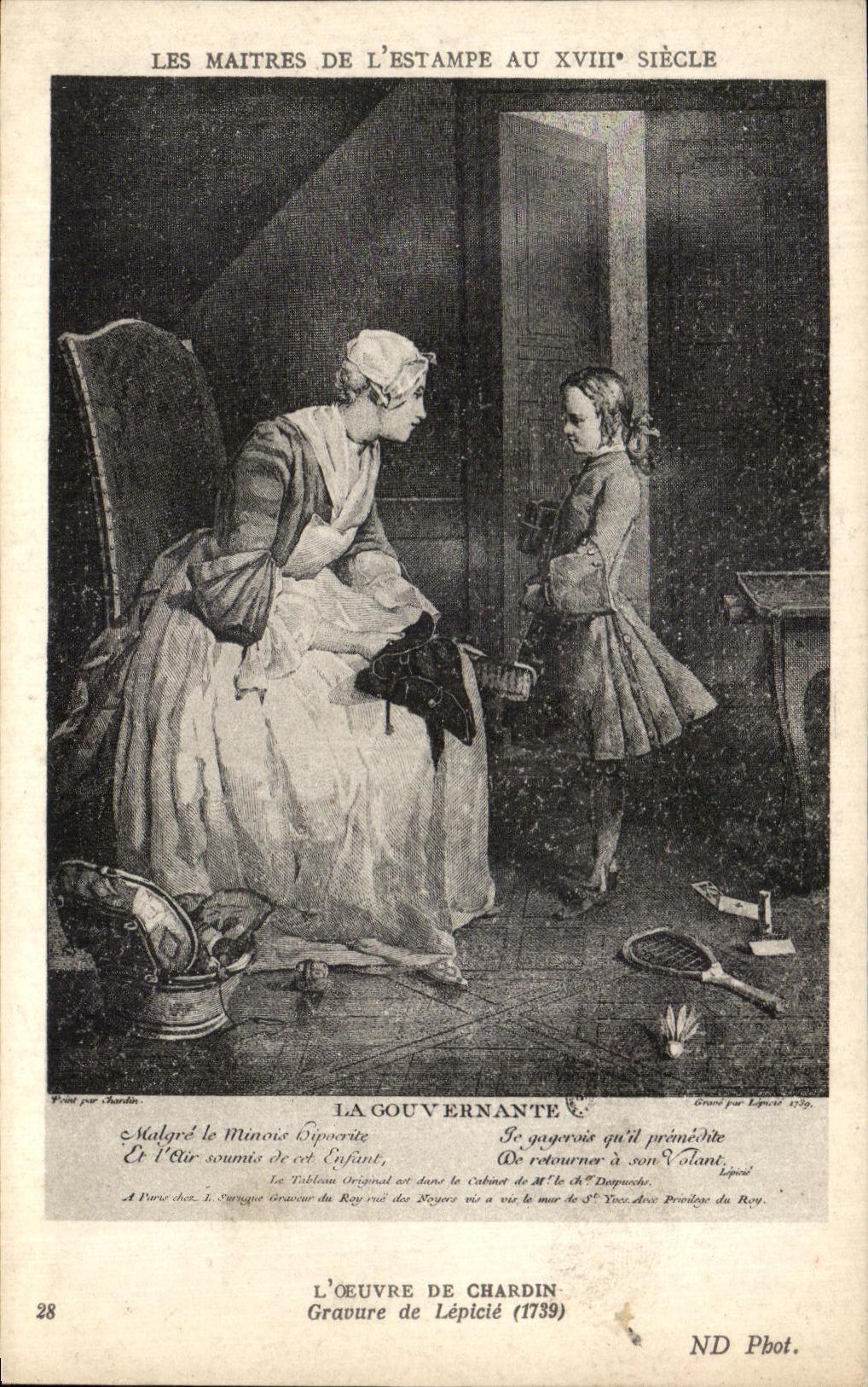 CPA Fantaisie Maitres de l'estampe La gouvernante Chardin Lepicie