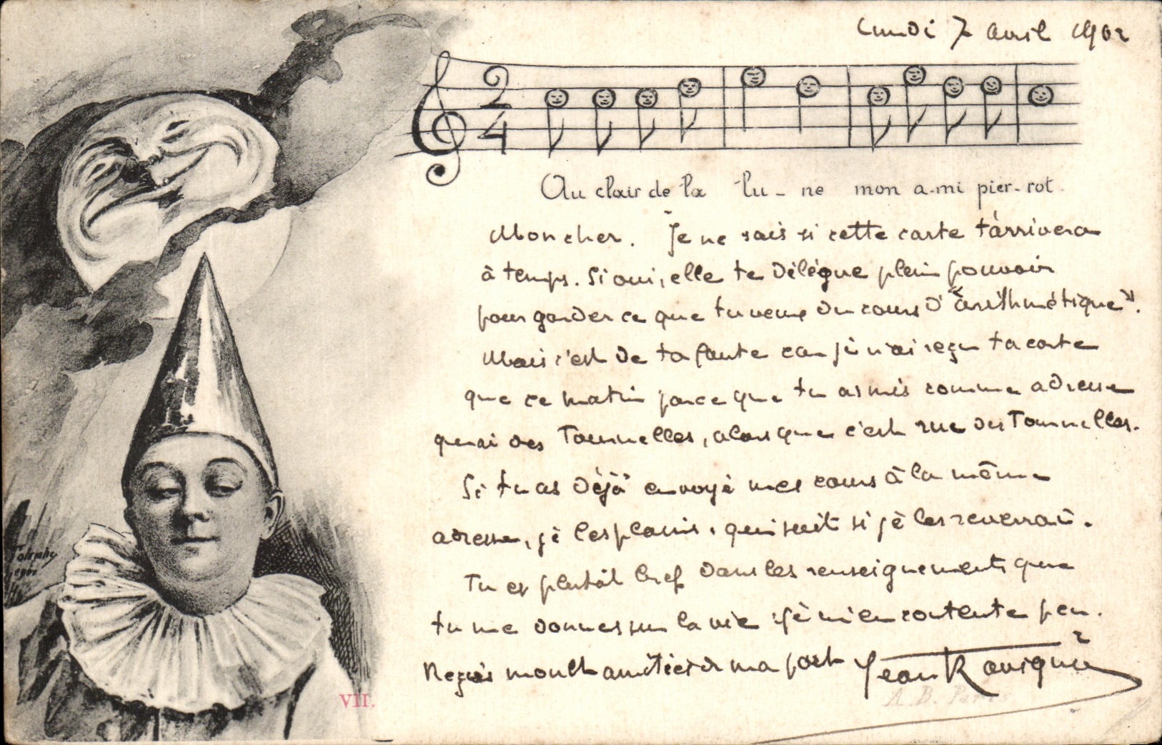 CPA Fantaisie Clown Lune