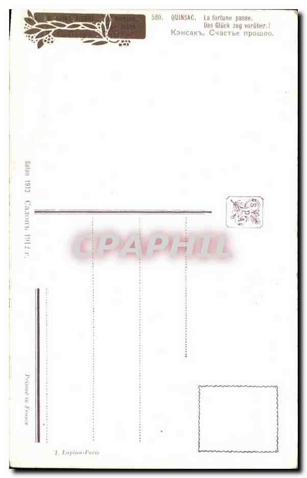 CPA Fantaisie Quinsac La fortune passe — Verso