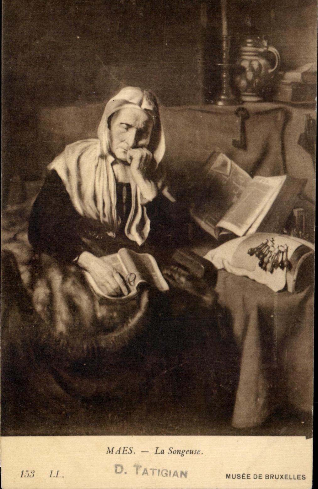 CPA Fantaisie Maes La songeuse Musee de Bruxelles 