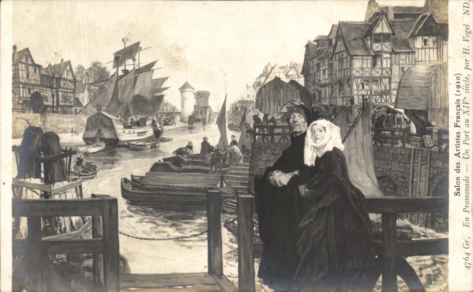 CPA Fantaisie salon 1910 En promenade Un port au 14eme Vogel 