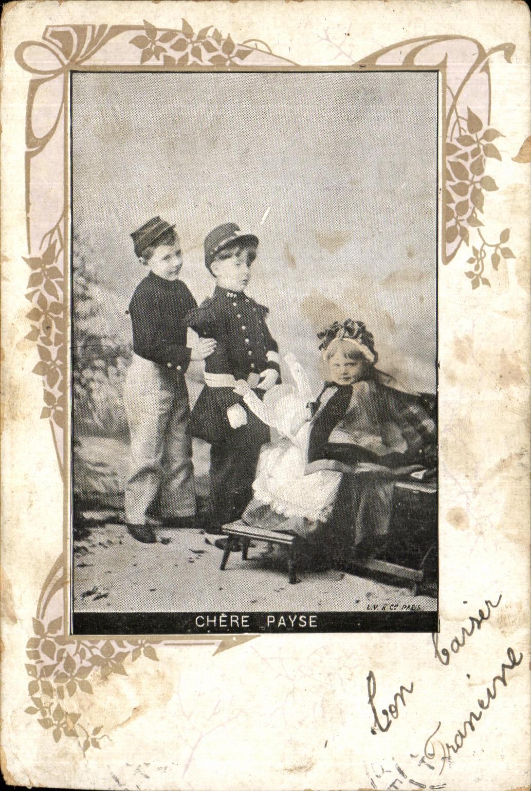 Antike Ansichtskarte Fantasie Kinder Militaria