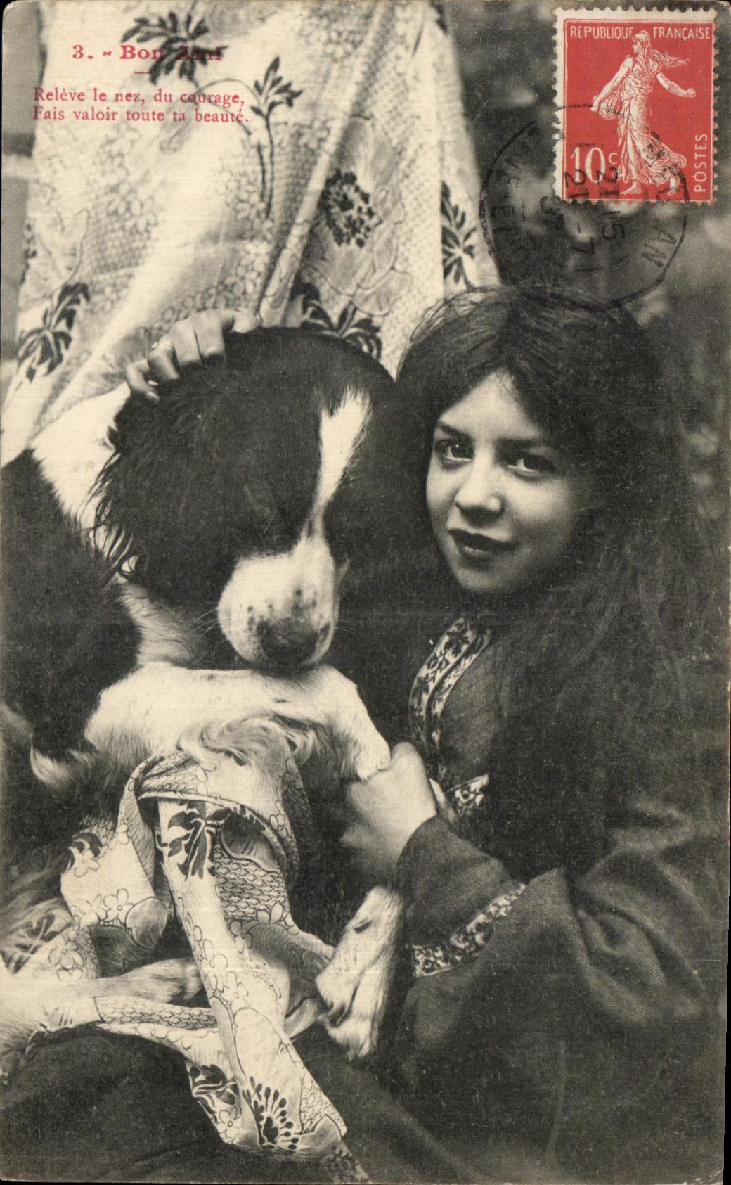 Femme et chien — Mot d'encouragement — Éditeur inconnu, n°3