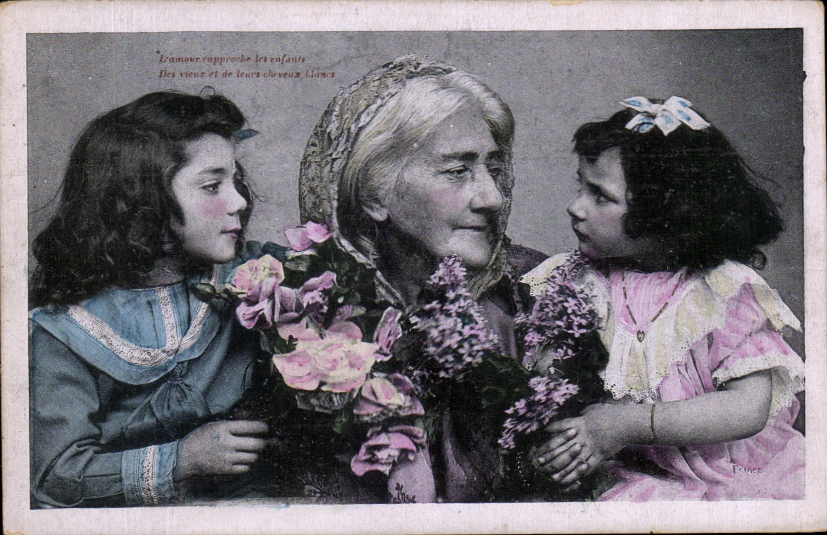 CPA Fantaisie Grand mere et enfants 
