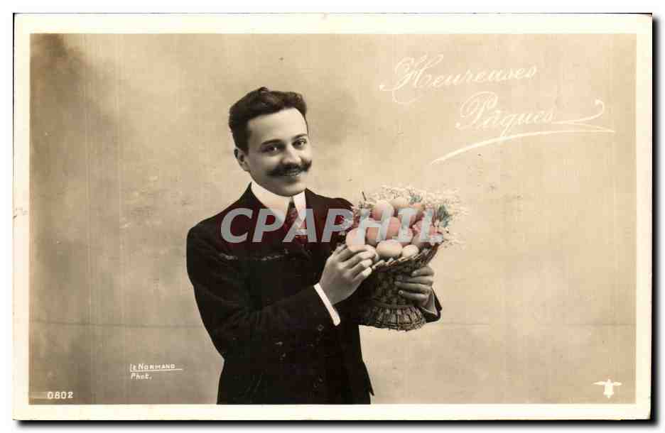 CPA Fantaisie Homme oeufs