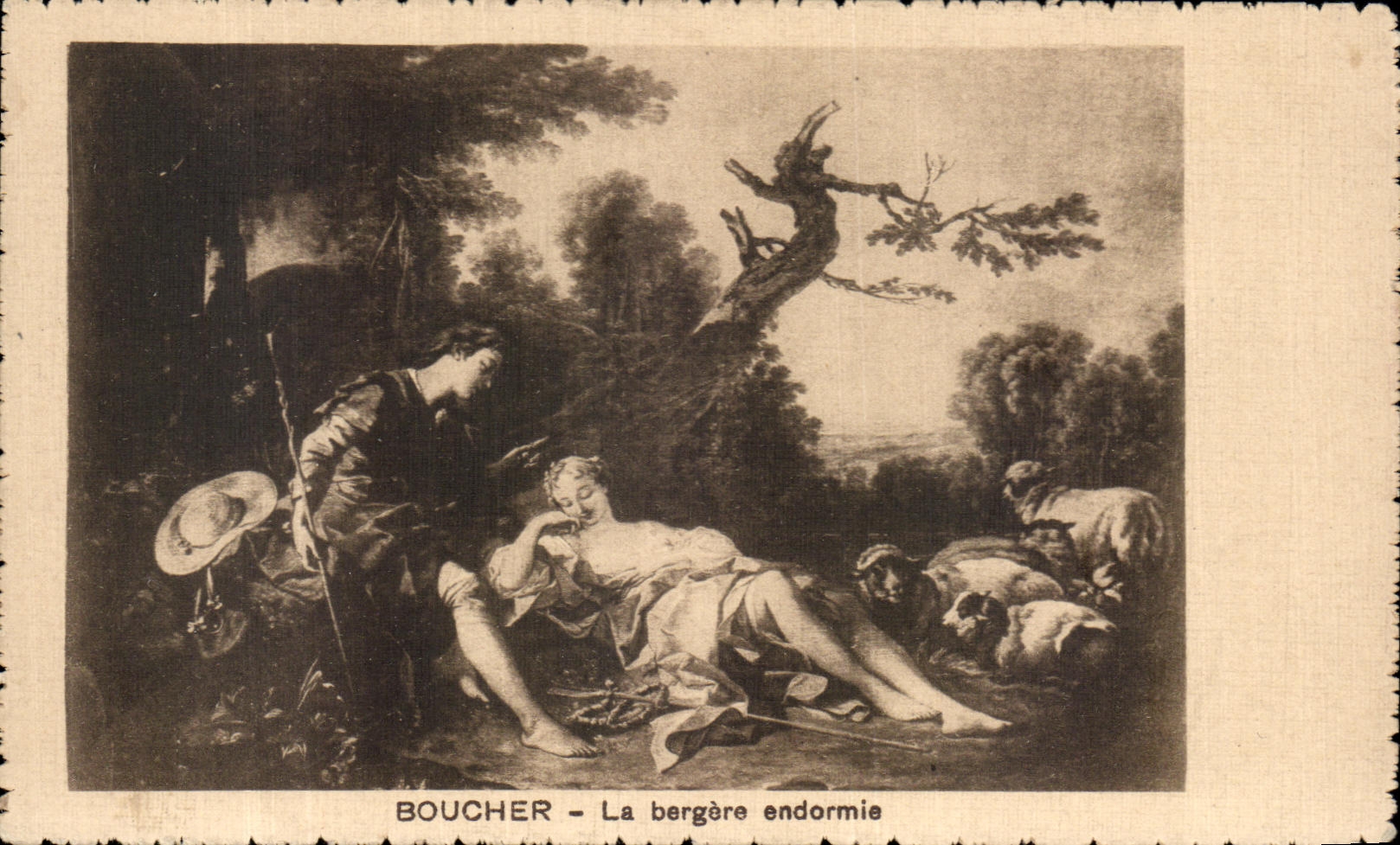 Boucher - La bergère endormie — reproduction d'art — éditeur non identifié