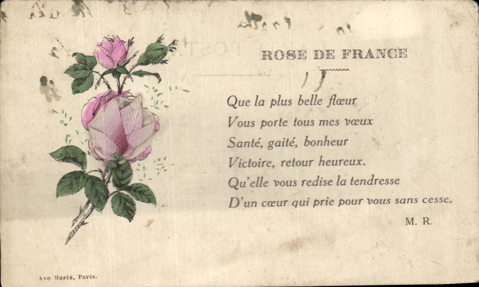 CPA Fantaisie Fleurs Rose de France 
