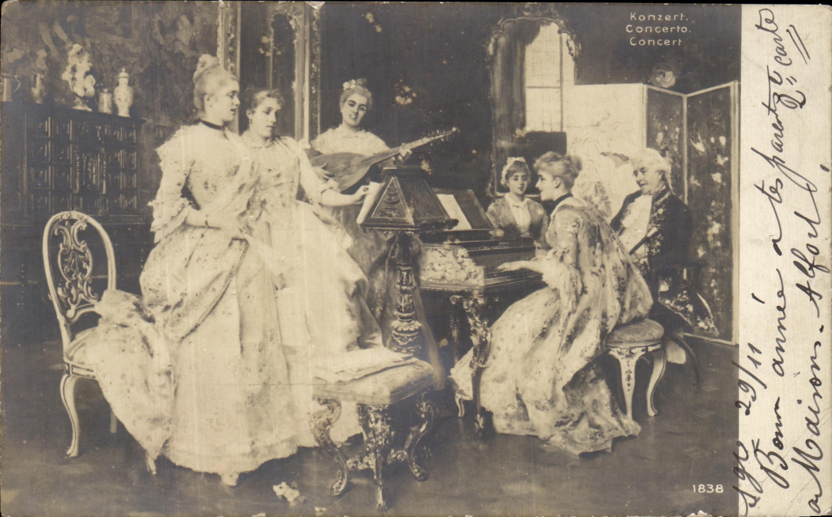 CPA Fantaisie Concert Piano Clavecin Femmes Hermanos Santiago Chili