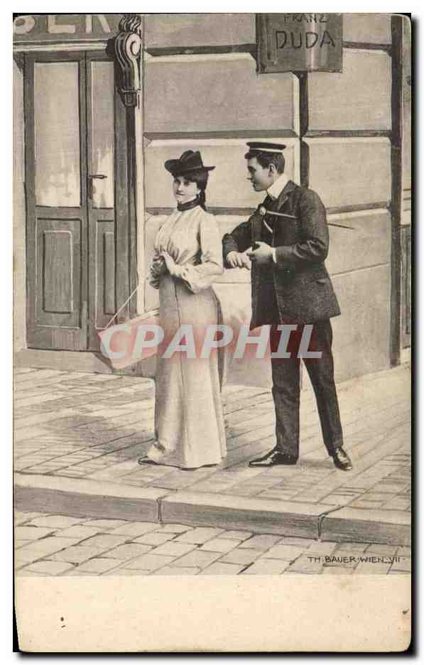CPA Fantaisie Femme Franz Duda Train 
