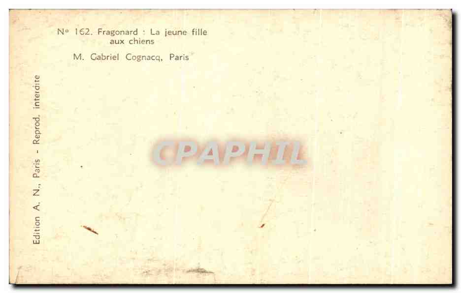 CPA Fantaisie Femme et chiots chiens Fragonard — Verso