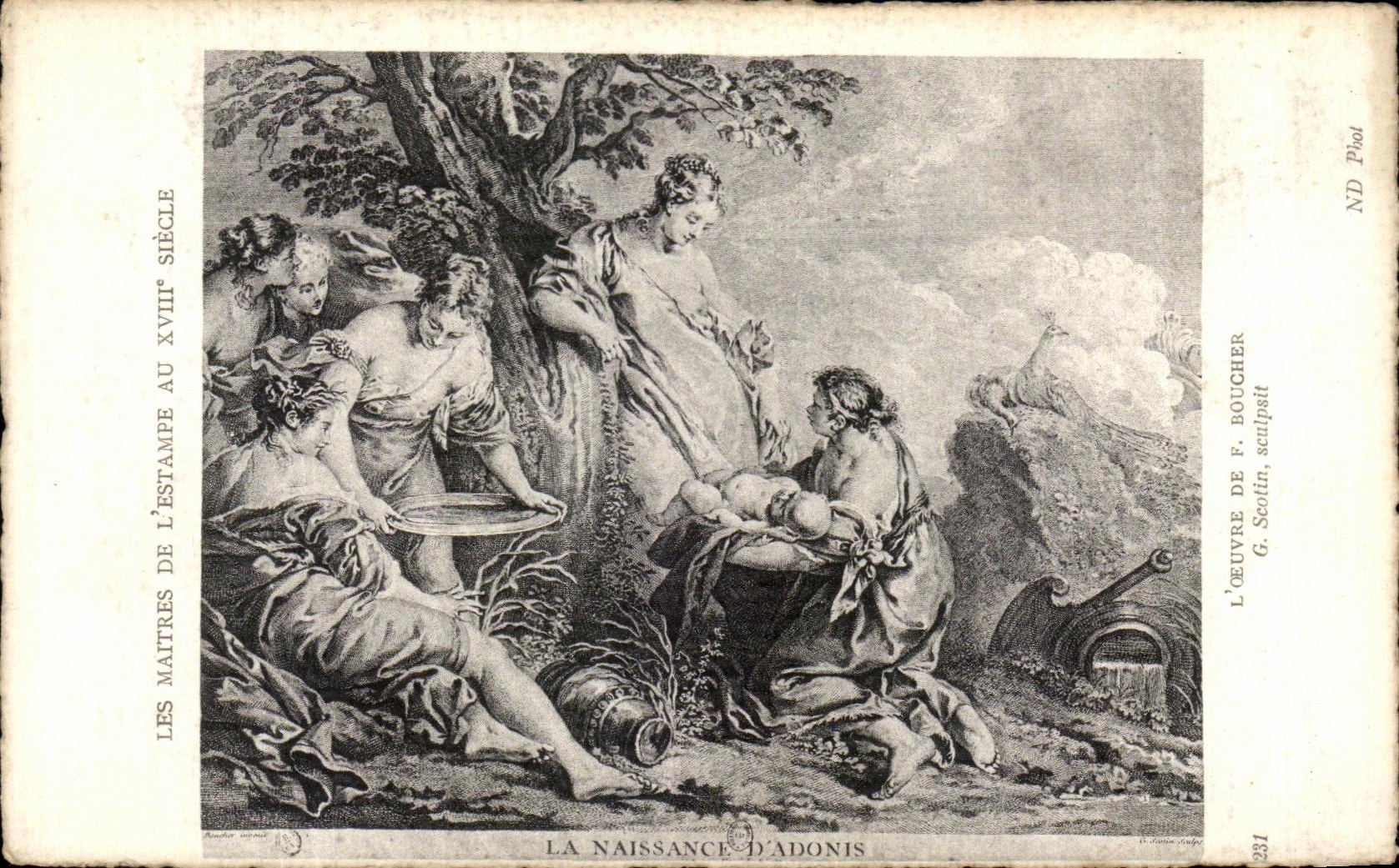 CPA Maitres de l'estampe du 18Eme Boucher Scotin La naissance d'Adonis 