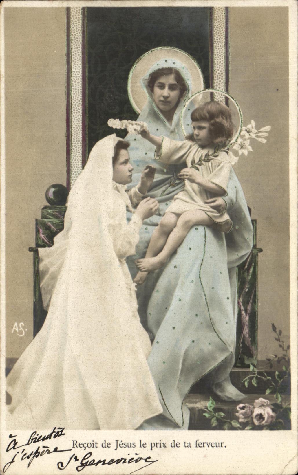 CPA Fantaisie enfant Femme Jesus 