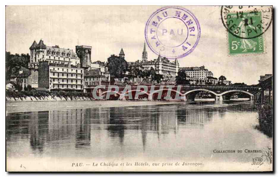 PAU — Le Château et les Hôtels, vue prise de Jurangon — Château Henri