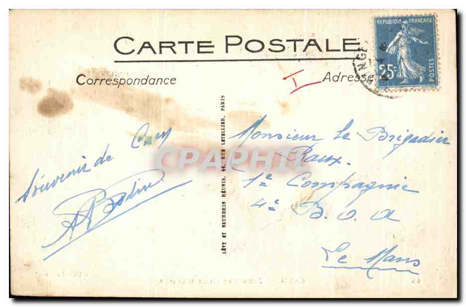 CPA Caen Tour des Gens d'Armes — Verso