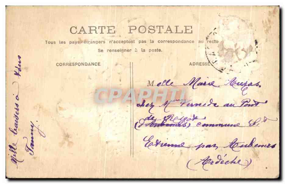 CPA Fantaisie Fleurs Bateau  — Verso