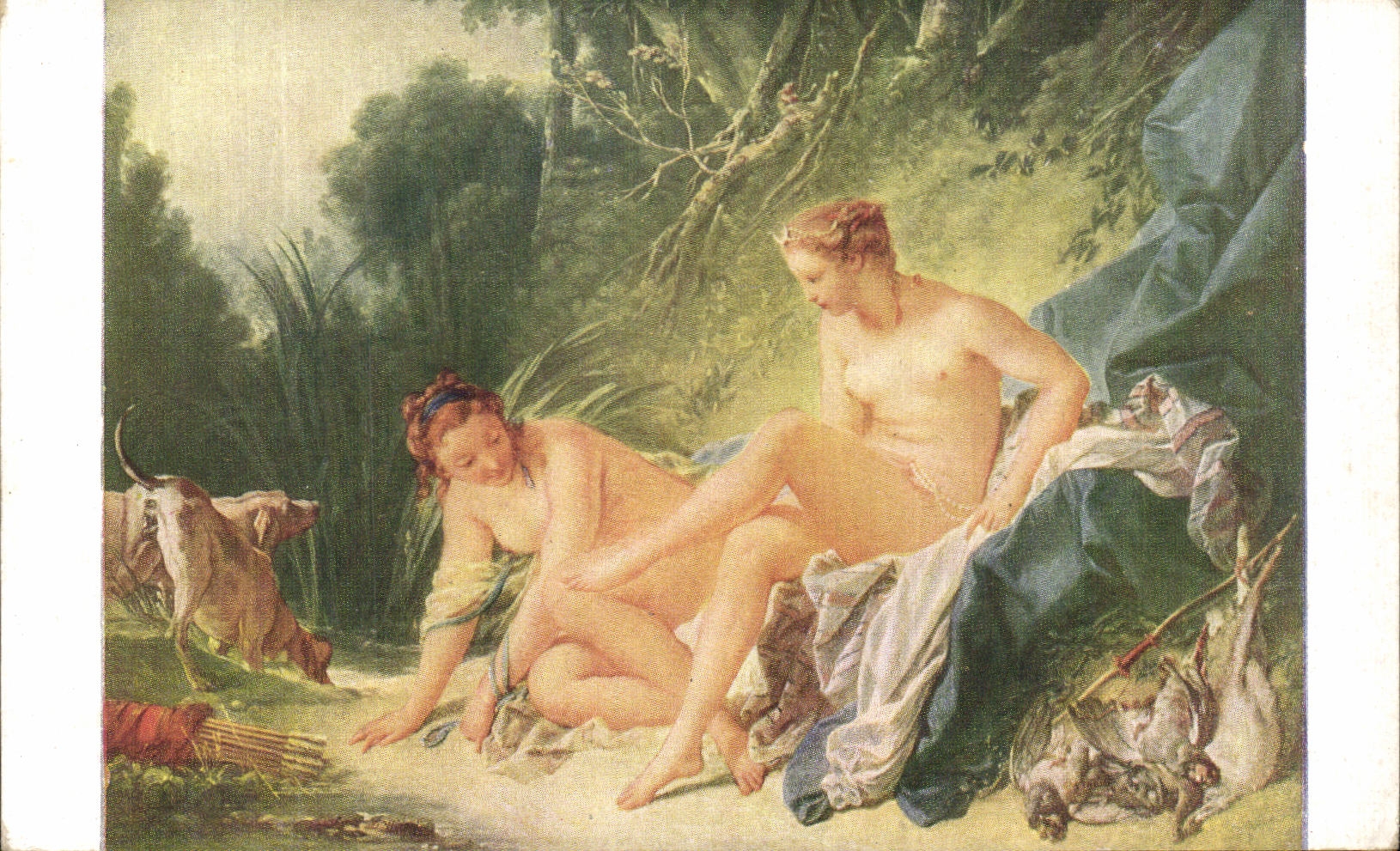 CPA Fantaisie Francois Boucher Diane Sortant du bain Musee du Louvre Paris 