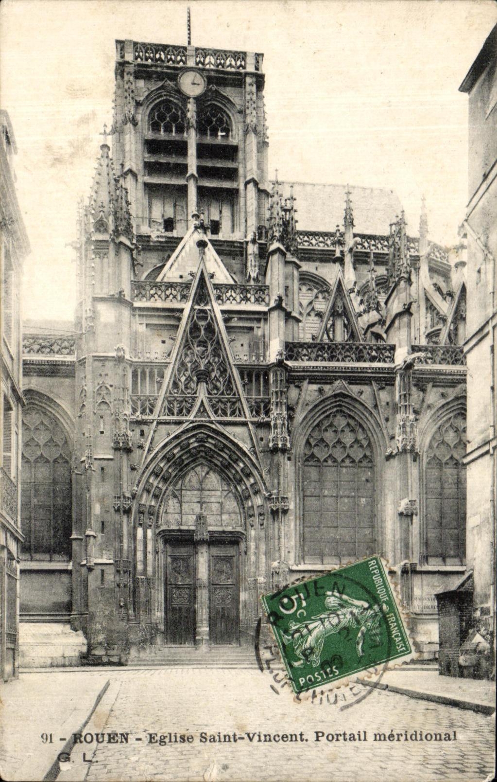 CPA Rouen Eglise Saint Vincent Portail meridional