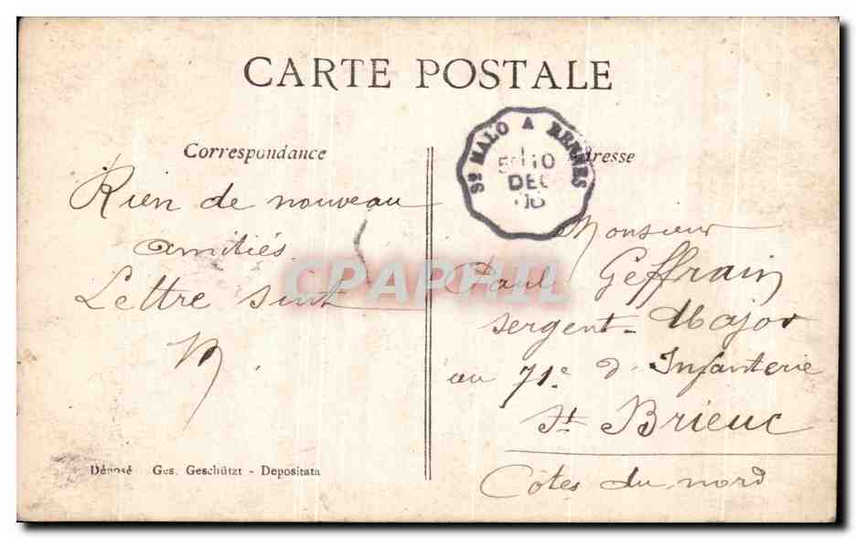 Liebespaar — Mohnblumenstrauß — Verlag A.R.S. n° 402/2 — Rückseite