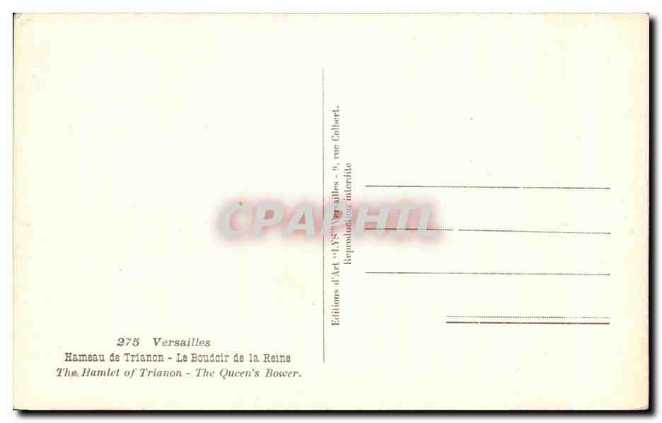 CPA Versailles hameau de Trianon Le Boudoir de la Reine  — Verso