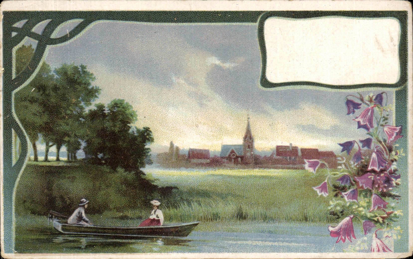 CPA Fantaisie Promenade en barque Femme 