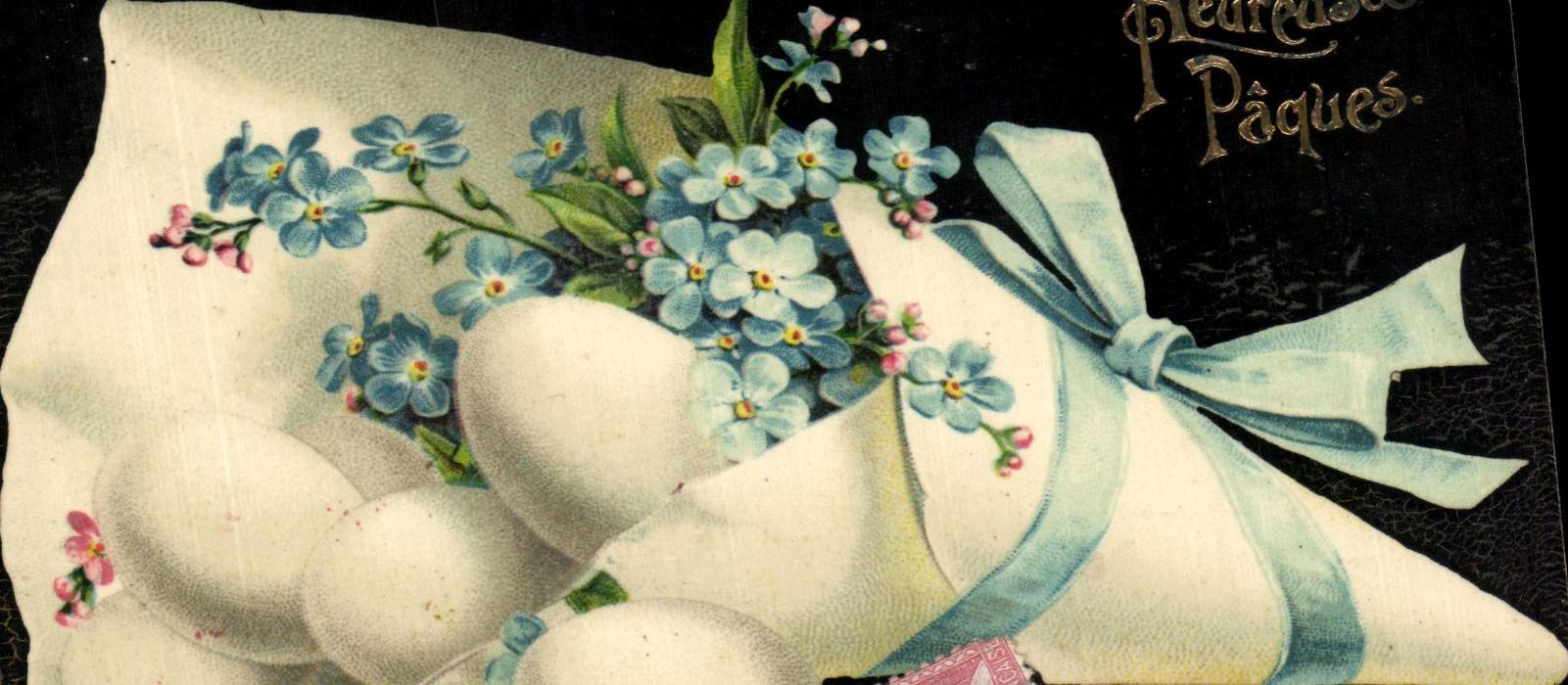 CPA Fantaisie Fleurs Oeufs Paques 