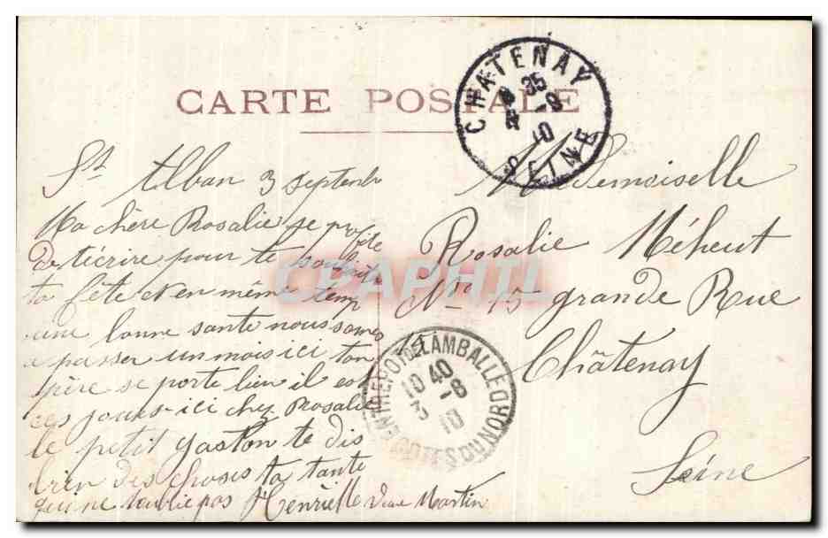 Femme en robe sombre — avec bouquet et texte 'Bonne Fête' — éditeur 4411c — Verso