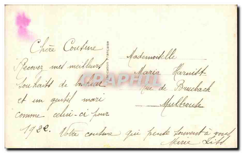 CPA Fantaisie Femme Coeur  — Verso