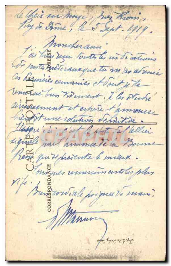CPA L'auvergne Pittoresque Riom Vue Generale — Rückseite
