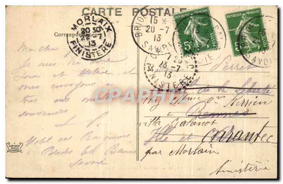 CPA Route De Moutiers A Aime Defite De Siev — Rückseite