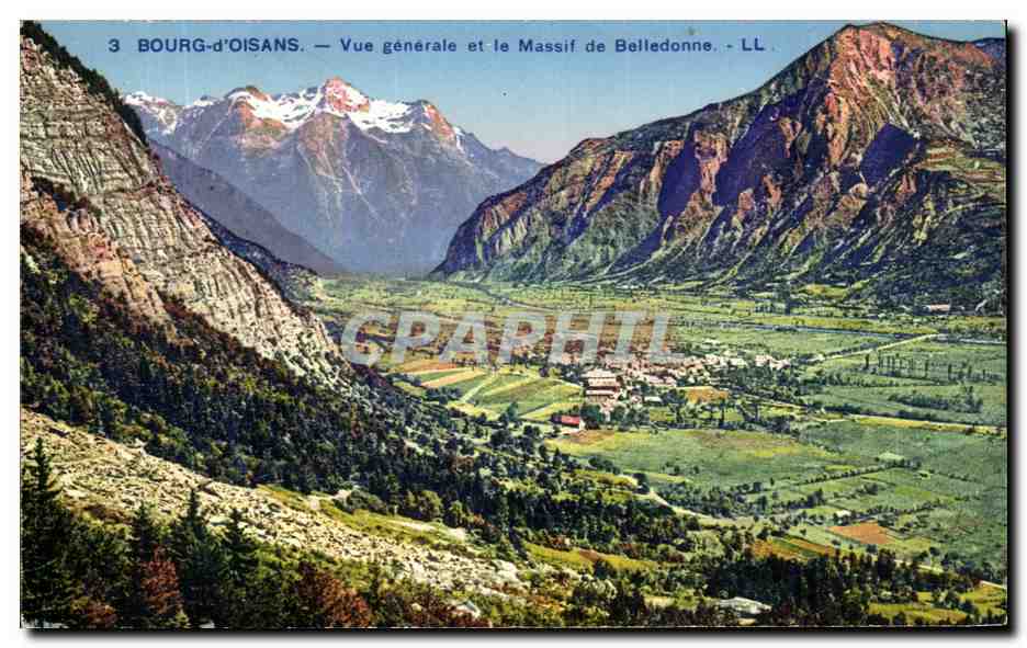 Bourg-d'Oisans — Vue générale et le Massif de Belledonne — LL