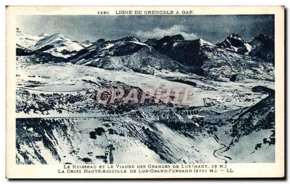 Le Ruisseau et le Viaduc des Granges de Lus — La Croix Haute-Aiguille de Lus-Grand-Ferrand (2781 m.) — Ligne de Grenoble à Gap — 1980