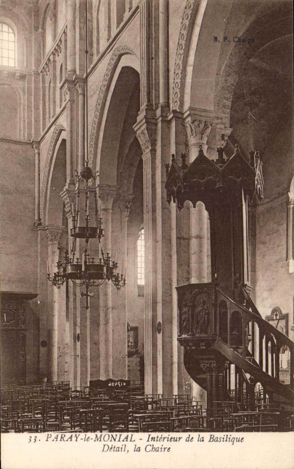 Paray-le-Monial — Intérieur de la Basilique, Détail la Chaire — B. P. Chalon, n°33