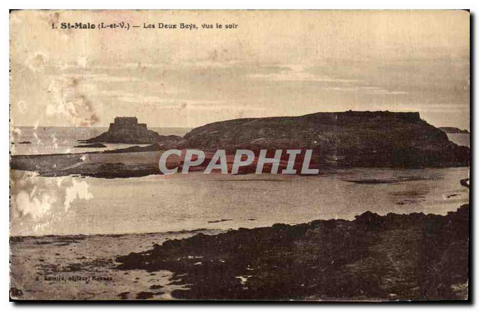 Antike Ansichtskarte Saint Malo Les Deux Beys vus le soir