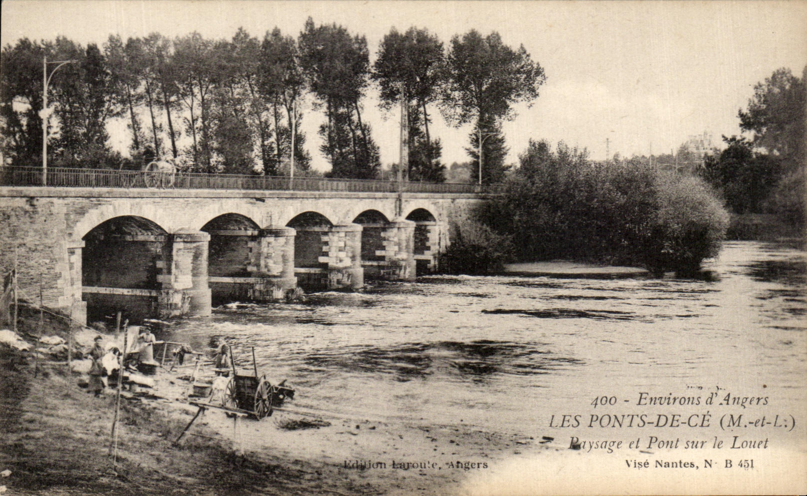 CPA Environs d'Angers Les Ponts De Ce Paysage et pont sur le louet Lavandieres 