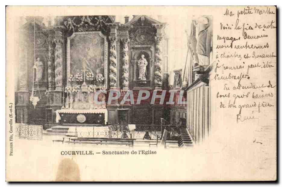 CPA Courville Sanctuaire de l'Eglise
