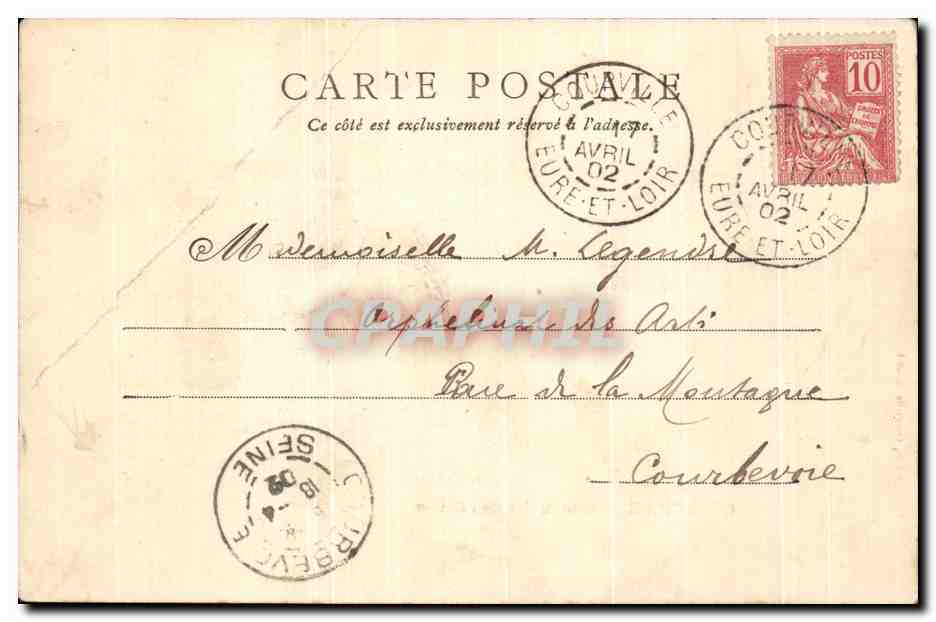 CPA Courville Sanctuaire de l'Eglise — Rückseite