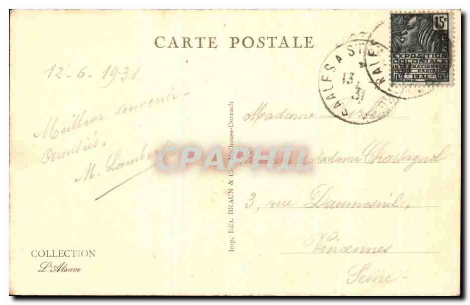 CPA Strasbourg La Petite France — Rückseite