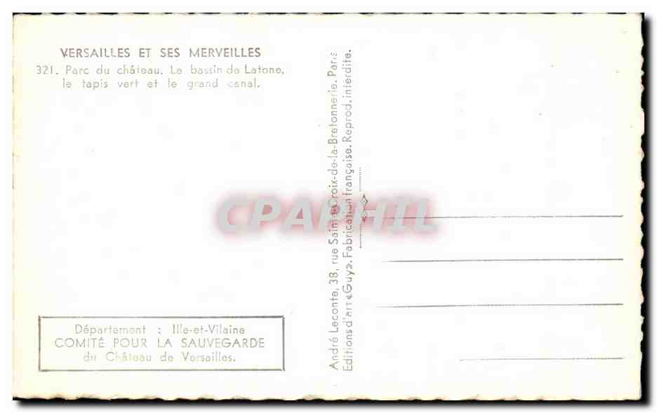 CPA Versailles Et Ses Merveilles Parc du Chateau Le bassin de Latone le tapis vert et le grand canal — Verso