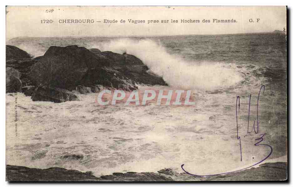 Cherbourg — Etude de Vagues prise sur les Rochers des Flamands — G. F. n° 1720