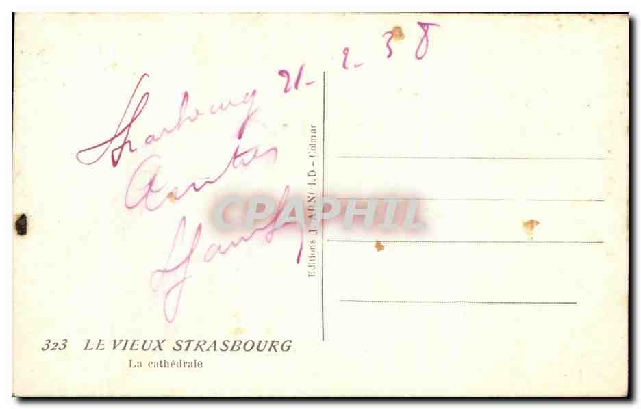 CPA Le Vieux Strasbourg La Cathedrale — Rückseite